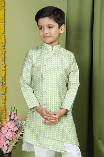 Tabard Cotton Full Sleeve Regular Fit Printed Kurta Set For Boys