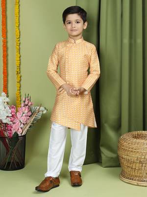 Tabard Cotton Full Sleeve Regular Fit Printed Kurta Set For Boys 1
