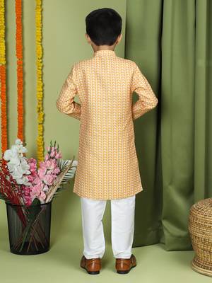 Tabard Cotton Full Sleeve Regular Fit Printed Kurta Set For Boys 2