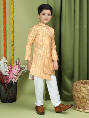 Tabard Cotton Full Sleeve Regular Fit Printed Kurta Set For Boys 3