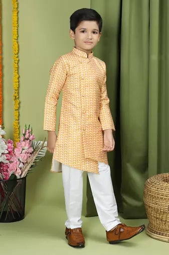 Tabard Cotton Full Sleeve Regular Fit Printed Kurta Set For Boys