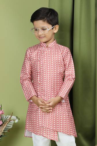 Tabard Cotton Full Sleeve Regular Fit Printed Kurta Set For Boys