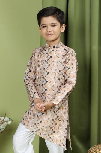 Tabard Cotton Full Sleeve Regular Fit Printed Kurta Set For Boys
