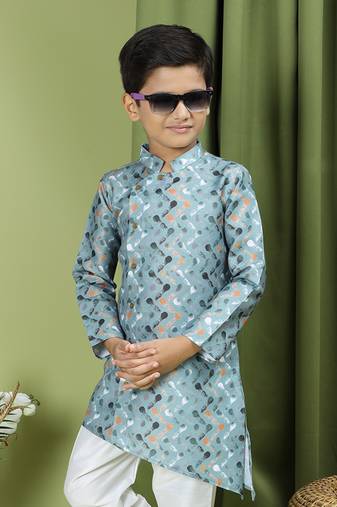 Tabard Cotton Full Sleeve Regular Fit Printed Kurta Set For Boys