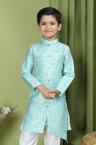 Tabard Cotton Full Sleeve Regular Fit Printed Kurta Set For Boys