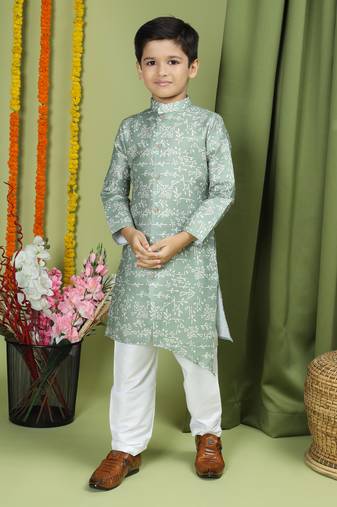 Tabard Cotton Full Sleeve Regular Fit Printed Kurta Set For Boys