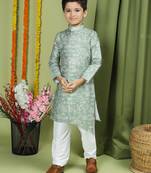 Tabard Cotton Full Sleeve Regular Fit Printed Kurta Set For Boys