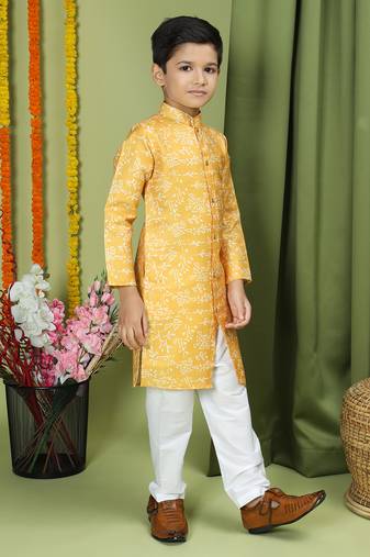 Tabard Cotton Full Sleeve Regular Fit Printed Kurta Set For Boys