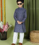 Tabard Cotton Full Sleeve Regular Fit Printed Kurta Set For Boys