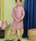 Tabard Cotton Full Sleeve Regular Fit Chikankari Embroidery Purple Kurta Set For Kids