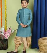 Tabard Cotton Full Sleeve Regular Fit Chikankari Embroidery Green Kurta Set For Kids