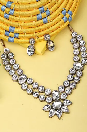 JN Handicraft Kundan Stone Antique Plated Traditional Jewellery Set