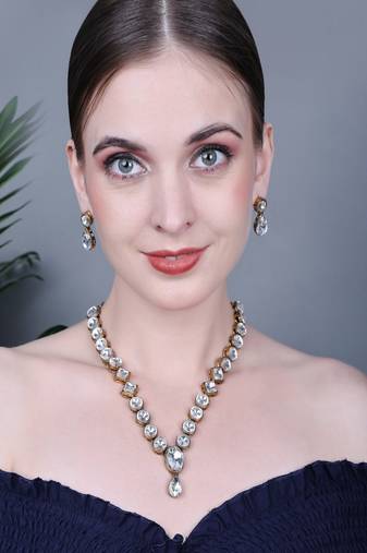 JN Handicraft Copper Plated Kundan Vintage Necklace For Women