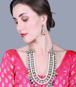 JN Handicraft Four Layer Long Multicolour Pearl Kundan Traditional Jewellery Set