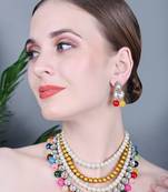 JN Handicraft Four Layer Multicolour Pearl and Kundan Traditional Jewellery Set