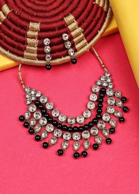 JN Handicraft Traditional Copper Plated Kundan Hancrafted Black Pearl Chokar Necklace Set 4