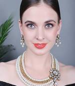 JN Handicraft Traditional Four Layer Golden Pearl and Kundan Jewellery Set