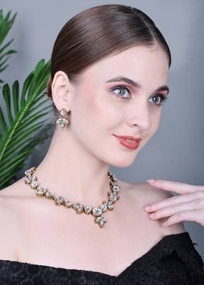 JN Hnadicraft Stylish Copper Plated Twinkling Leaves Necklace Set 1
