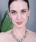 JN Hnadicraft Stylish Copper Plated Twinkling Droap Shap Kundan Necklace Set