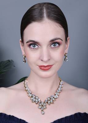 JN Hnadicraft Stylish Copper Plated Twinkling Leaves Necklace Set 1