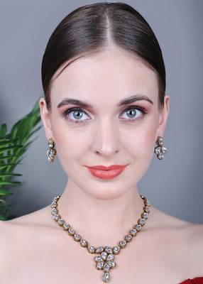 JN Hnadicraft Stylish Copper Plated Twinkling Droap Shap Kundan Necklace Set 3