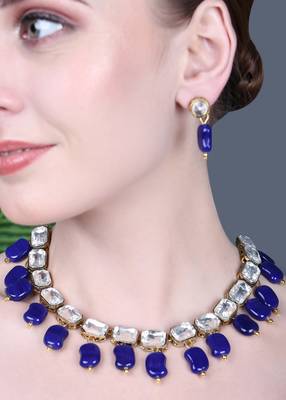 JN Handicraft Stylish Antique Blue Beads Kundan & Alloy Womens Jewellery Sets 2
