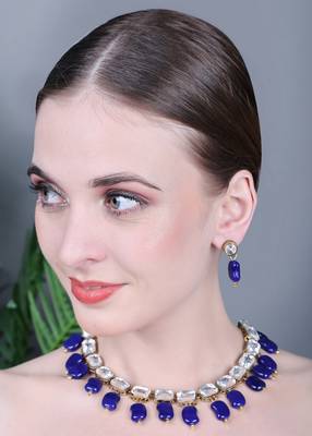 JN Handicraft Stylish Antique Blue Beads Kundan & Alloy Womens Jewellery Sets 3