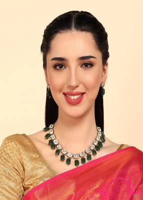 JN Handicraft Stylish Antique Green Beads Kundan & Alloy Womens Jewellery Sets 1