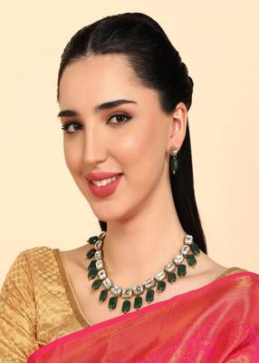 JN Handicraft Stylish Antique Green Beads Kundan & Alloy Womens Jewellery Sets 2
