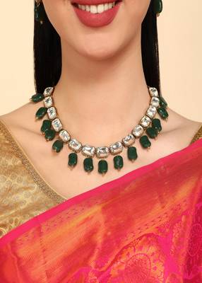 JN Handicraft Stylish Antique Green Beads Kundan & Alloy Womens Jewellery Sets 3