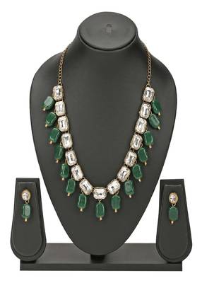 JN Handicraft Stylish Antique Green Beads Kundan & Alloy Womens Jewellery Sets 5