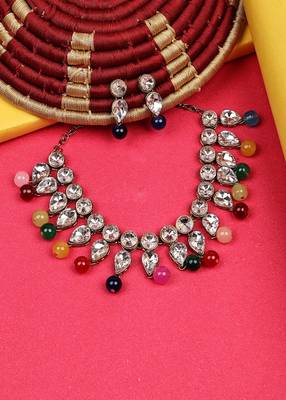 JN Handicraft Traditional Copper Plated Kundan Hancrafted Multicolour Pearl Chokar Necklace Set 4
