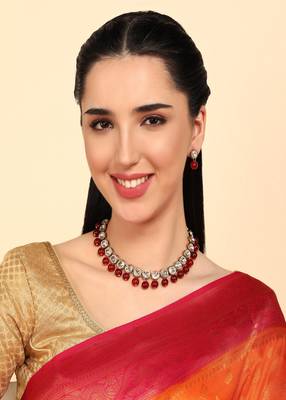 JN Handicraft Maroon Pearl and Kundan Jewellery Set 1