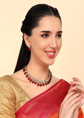 JN Handicraft Maroon Pearl and Kundan Jewellery Set 3