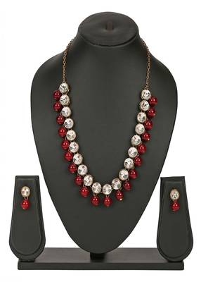 JN Handicraft Maroon Pearl and Kundan Jewellery Set 5