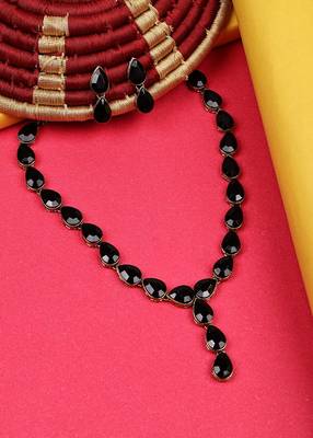 JN Handicraft Ladies Twinkling Stylish Black Stone Alloy Jewellery Sets 1