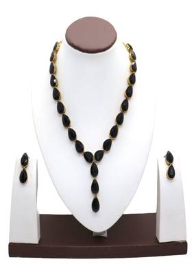 JN Handicraft Ladies Twinkling Stylish Black Stone Alloy Jewellery Sets 5