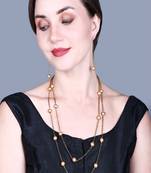 JN handicraft Rhodium Plated Classic Double Layer Chain & Pearl Necklace Set For Women