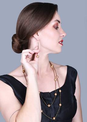 JN handicraft Rhodium Plated Classic Double Layer Chain & Pearl Necklace Set For Women 2
