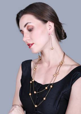 JN handicraft Rhodium Plated Classic Double Layer Chain & Pearl Necklace Set For Women 3