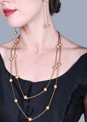 JN handicraft Rhodium Plated Classic Double Layer Chain & Pearl Necklace Set For Women 4