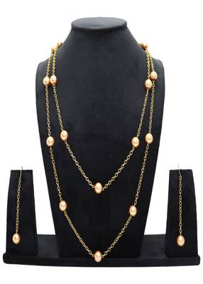 JN handicraft Rhodium Plated Classic Double Layer Chain & Pearl Necklace Set For Women 5