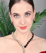 JN Handicraft Unique Black & white Stone Studded Kundan Necklace Set