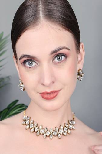 JN Handicraft Stylish Copper Plated Twinkling Leaves Chokar Necklace