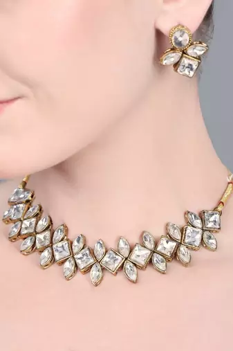 JN Handicraft Stylish Copper Plated Twinkling Leaves Chokar Necklace