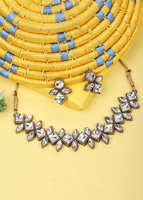 JN Handicraft Stylish Copper Plated Twinkling Leaves Chokar Necklace 4
