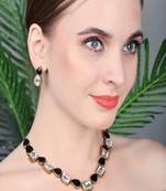 JN Handicraft Black Stone Studded Copper Plated Handcrafted Necklace