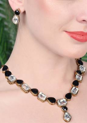 JN Handicraft Black Stone Studded Copper Plated Handcrafted Necklace 2
