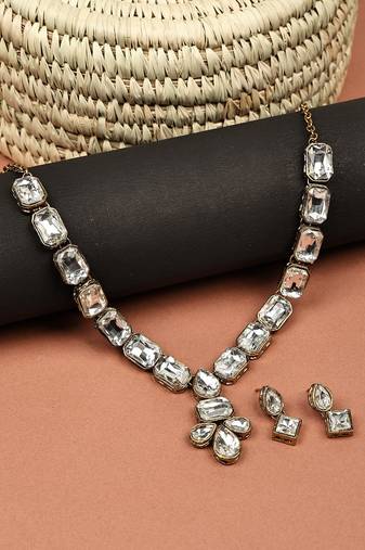 JN Handicraft Stylish Copper Plated Twinkling  Necklace Set