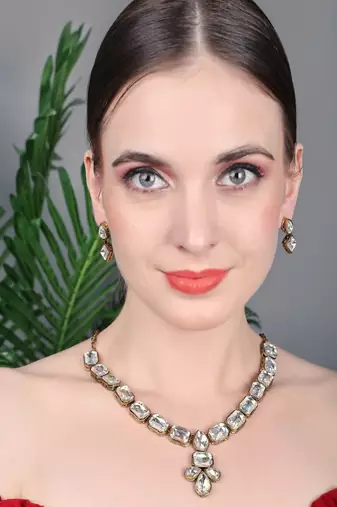 JN Handicraft Stylish Copper Plated Twinkling  Necklace Set